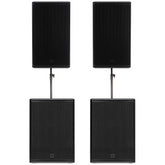 2x RCF NX 912-A 12" 2100W PA Speakers with 2x SUB905-AS MKIII 2200w Subwoofers inc poles