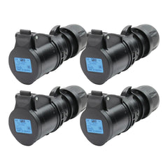 4x PCE 16A 230V CEE Black Socket Inline Connectors 4x PCE 16A 230V CEE Black Socket Inline Connectors