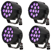 4x Ibiza Light PAR-MINI-RGB3 LED PAR CAN 12 x 3W 3-in-1 RGB inc Remote Spotlight