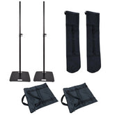 2x QTX Speaker Stand Square Base 35mm PA Disco DJ inc Carry Bags