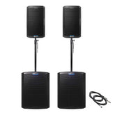 2X Alto TS18S Active 18" 2500W Subwoofer 2X Alto TS412 12" 2500W Speaker inc Cables and Poles