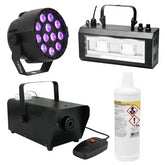 Halloween-Party-Paket 2 – 400-W-Rauchmaschine inkl. Flüssigkeit, UV-Licht und Stroboskoplicht