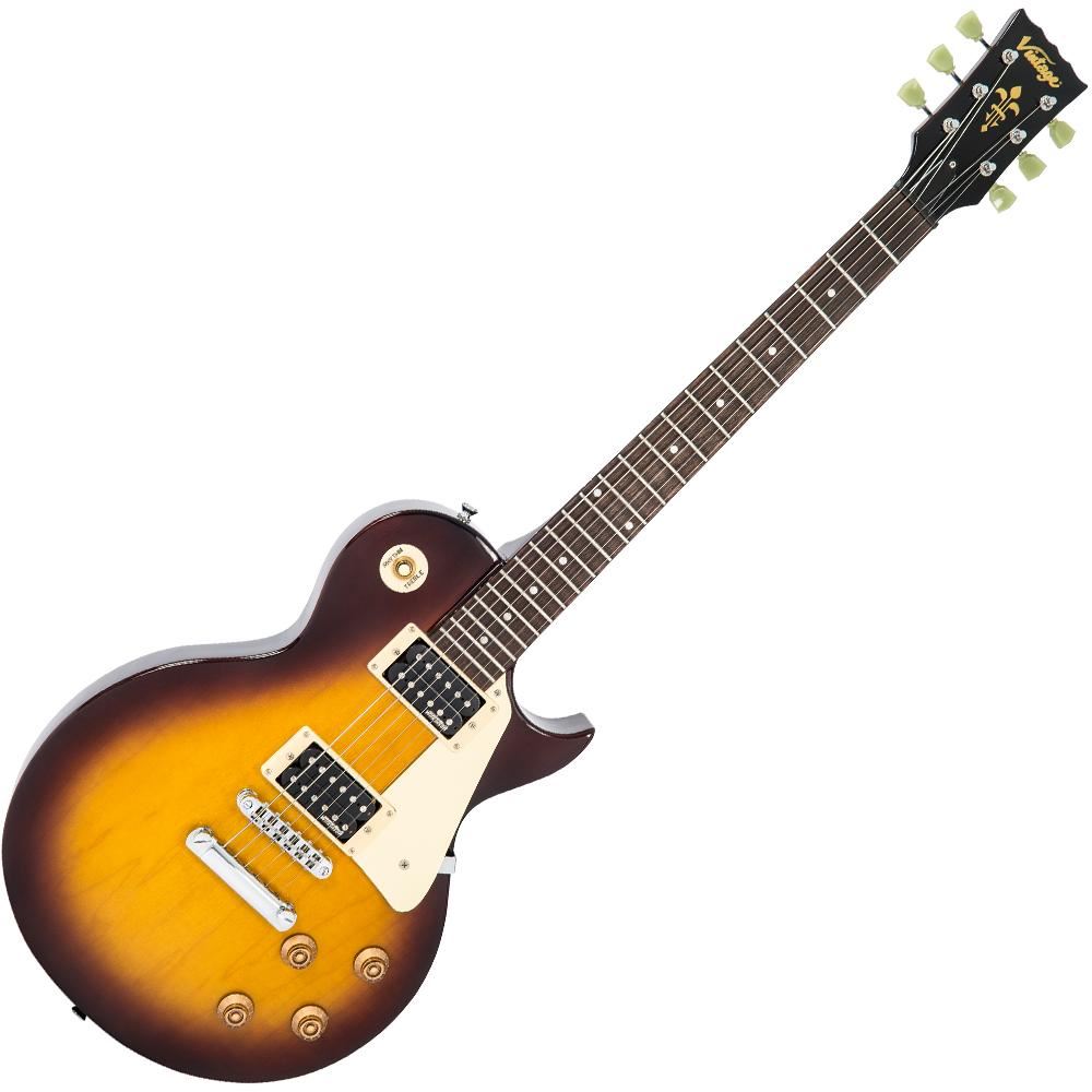 vintage v100 tobacco sunburst guitar / TSB (tobacco sunburst) / out phase tone the V100TSB is a statement piece thats capable of handling any style of music. Guitare lectrique Vintage V100 (Tobacco