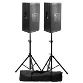2x BST BMT315 Active 3-Way 15" 800W RMS Speaker Box with DSP & Triple Class D Amplification Inc Stands