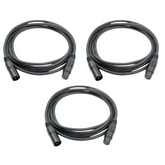 3x Roar 30M DMX Cable XLR Female - XLR Male Black 110 Ohm 3000cm
