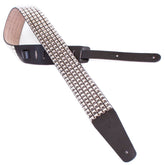 Perris 7113 Studded Leather Guitar Strap - Silver