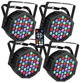 4x Thor Slim Par RGB 36 x 1W RGB LED Uplighter Par