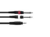Omnitronic Adaptercable 3.5 Jack/2Xjack 1.5M Bk