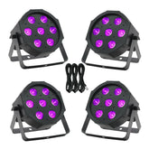 4x Equinox MaxiPar Quad LED Par Can Uplighter DMX DJ Lighting RGBW Bundle