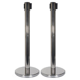 eLumen8 Retractable Barriers - Chrome Pole / Black Strap (Set of 2) *B-Stock