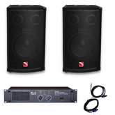 Intimidation 8" Passive PA Speaker Pair 600W & Amplifier PA System Bundle