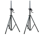 2x NJS Heavy Duty Tripod Speaker Stand with Winch (SWL: 60 kg)
