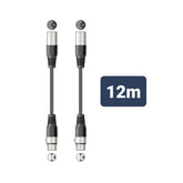 2x QTX Female to Male XLR Extension Cable (12m)