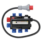PCE ISCHL Distribution Box 63A 415V In, 1x 32/3 + 3x 32A + 3x 16A + 1x 13A Out