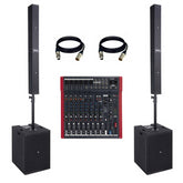 2x Proel SESSION6 Column Speaker Portable PA 2.1 4800W inc MQ12USB Mixer