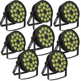 8x Thor Mighty Par Quad RGBW LED Slim Par 18 x 4W Uplighter