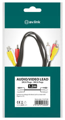 AV:Link 3 x RCA plugs to 3 x RCA plugs lead 1.2m