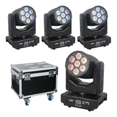 4x Showtec Shark Wash One 7 x 12W Hex LED Moving Head DJ-Paket 4x Showtec Shark Wash One 7 x 12W Hex LED Moving Head DJ-Paket