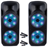 2x Roar RS-2000 Bluetooth TWS PA Speaker 4000W inc Dual Wireless Microphones