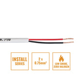 eLumen8 INSTALL LSZH 2-adriges 2 x 0,75 mm2 Lautsprecherkabel SP2X0,75W, 50 m Trommelweiß