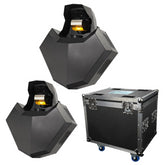 2x Equinox Helix Evo XP 150W Barrel Effect Light Black inc Flightcase