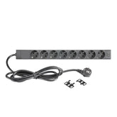Adam Hall 87471 USB 19" 1U Mains Power Strip with Dual 8 Sockets +2 USB Ports