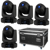 4x Showtec Xpression 2000S LED Spot Moving Head 200W Bundle