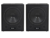 2 x QTX QT18SA Active Powered Subwoofer Bass Bin Speaker 1000w