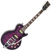 Vintage V100 Guitar - Purple Flamed Maple With Bigsby