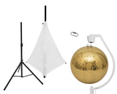 Set Mirror ball 50cm gold with stand and tripod cover white