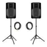 2x RCF ART715-A (MK4) 15" 1400w Active 2 Way Speaker with Stands and Cables