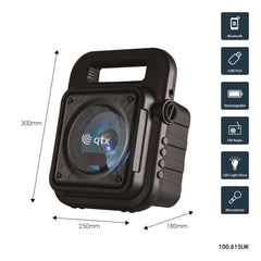 QTX Effect Tragbares Bluetooth-Partylautsprecher-Soundsystem mit Mikrofon QTX Effect Tragbares Bluetooth-Partylautsprecher-Soundsystem mit Mikrofon