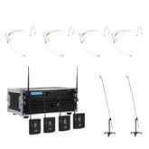 JTS 4-Way School Wireless Headset Microphone Bundle with 2x Floor Stand Pickup Microphones