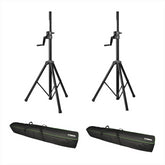 2x Thor Winch Speaker Stand PA Tripod Wind Up inc Carry Bags
