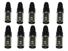 10x Accu-Cable 3-Pin Male DMX / XLR Mic Connector (Silver)