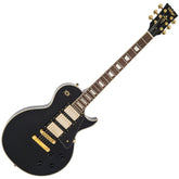 Vintage V100 3 Pick Up Guitar - Gold Harware - Boulevard Black