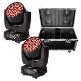 2x Thor PL-65 LED Beam Wash Moving Head 19 x 15W Osram RGBW LED inc flightcase