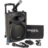 Ibiza Sound Portable 10" Battery Powered Bluetooth PA System inc Wireless Mics