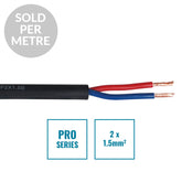 Câble haut-parleur eLumen8 PRO 2 cœurs 2 x 1,5 mm SP2X1,5B, longueur coupée noir