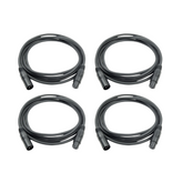 4x Roar 10M DMX Cable XLR Female - XLR Male Black 110 Ohm 1000cm