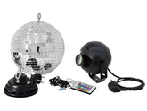 Ensemble boule à facettes Eurolite 20Cm avec spot Led Rgb Rc