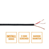 eLumen8 INSTALL Câble de microphone blindé à 2 conducteurs MIC1PRB, tambour de 100 m noir