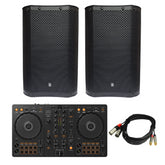 2x BishopSound Orion 8" Active DSP 300w RMS Full Range Speaker With DSP and TWS Stereo Bluetooth & Pioneer FLX4
