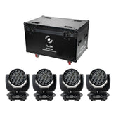 4x Flash Beam LED 1915 Zoom 380W LED Moving Head with Flight Case