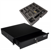 Jv Case Metal Rack Drawer 2U Lockable Cabinet Flightcase inc Mic Foam