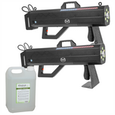 2x Mac Mah Fog Blaster 1500 RGB Handheld Portable 1500W Smoke Machine inc 5L Fluid