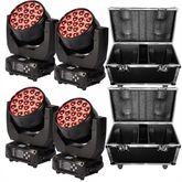 4x Thor PL-65 LED Beam Wash Moving Head 19 x 15W Osram RGBW LED inc flightcase