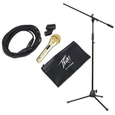 Peavey PVi2 Mikrofon, dynamisches Gesangsmikrofon mit Gold-Finish, inkl. Mikrofonständer und XLR-Kabel