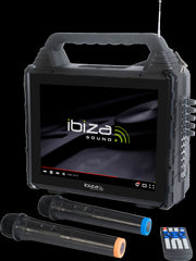 Système de karaoké sur batterie Ibiza Sound Karavision avec microphone sans fil Système de karaoké sur batterie Ibiza Sound Karavision avec microphone sans fil
