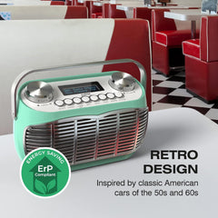 Detroit DAB Radio Rétro DAB+ FM Radio Vert Detroit DAB Radio Rétro DAB+ FM Radio Vert